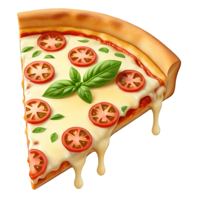 one slice of margarita pizza with cheese and basil sticker