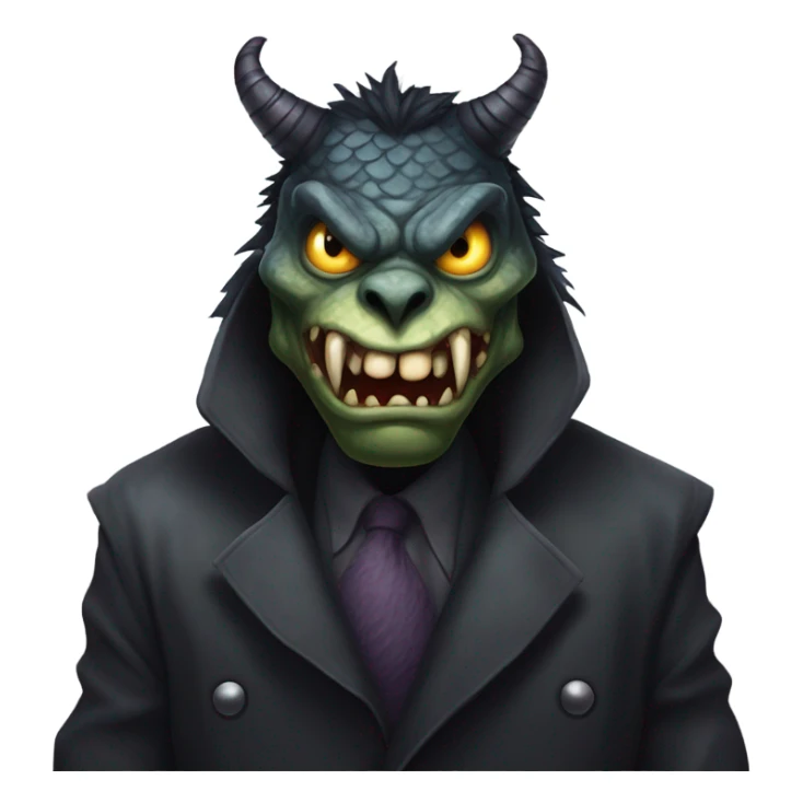 monster wearing a trench coat sticker