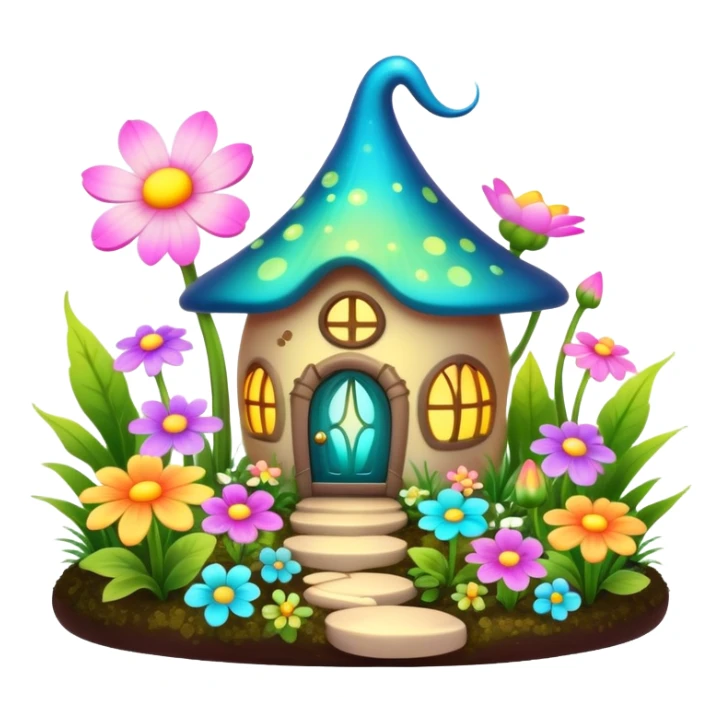 fairy garden with glowing flowers sticker