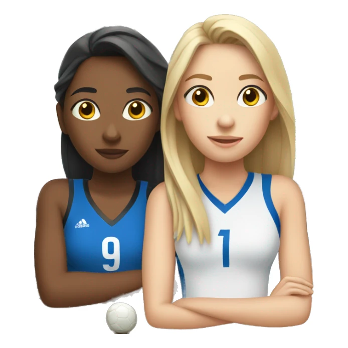 2 girls watching soccer in blu and white clothes sticker