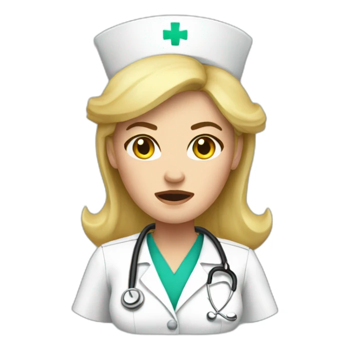 angry blonde woman nurse sticker
