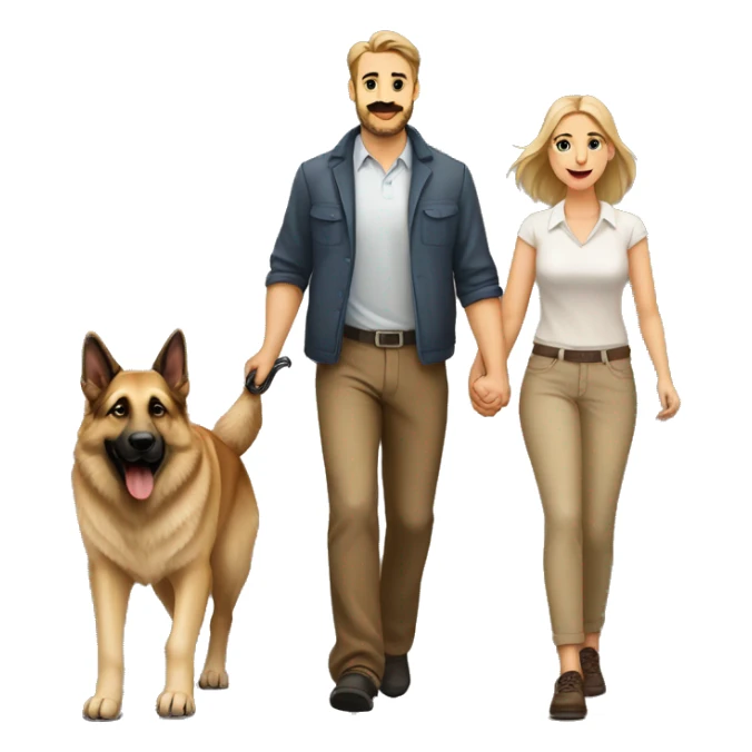 Couple walking two dogs. German shepherd. Anatolian shepherd  sticker