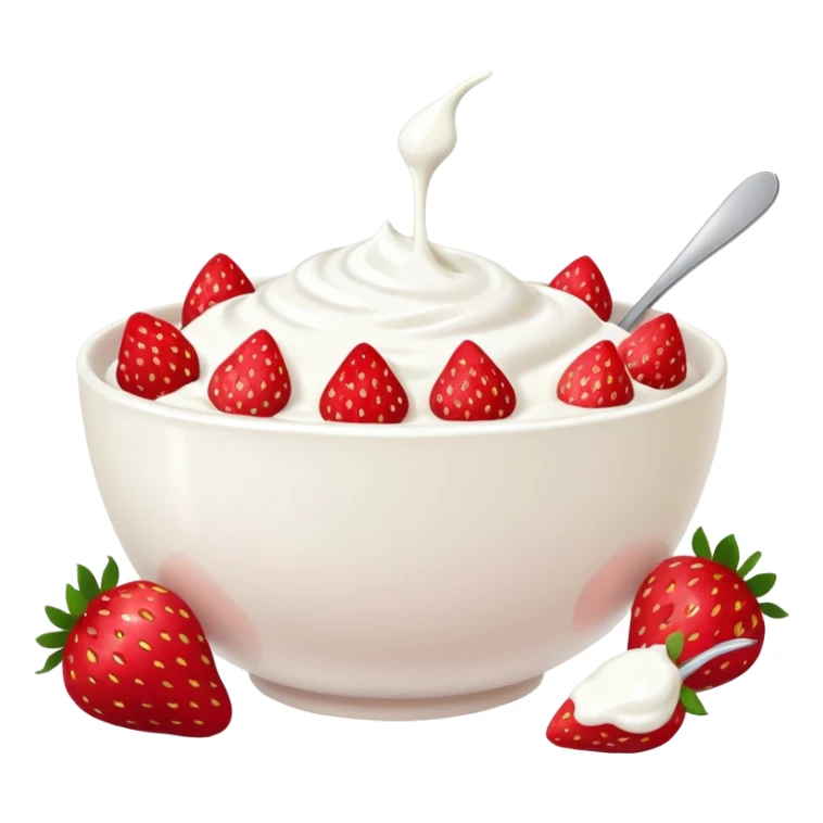 A bowl of strawberries with yogurt. sticker