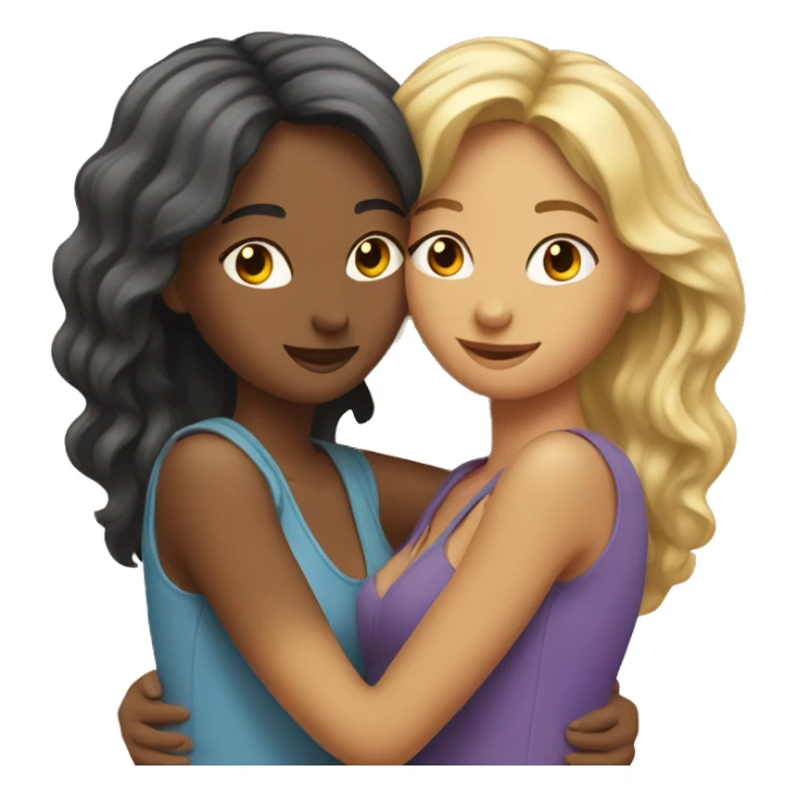 Two female best friends hugging each other, coquette style sticker