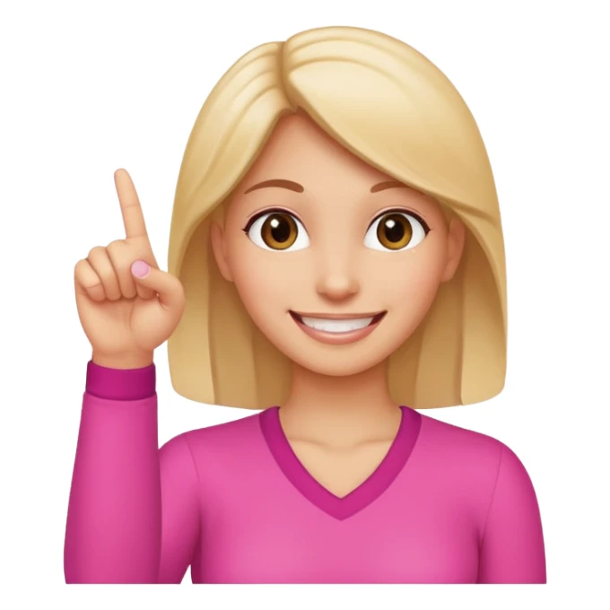 woman holding up her pinky finger while smiling sticker