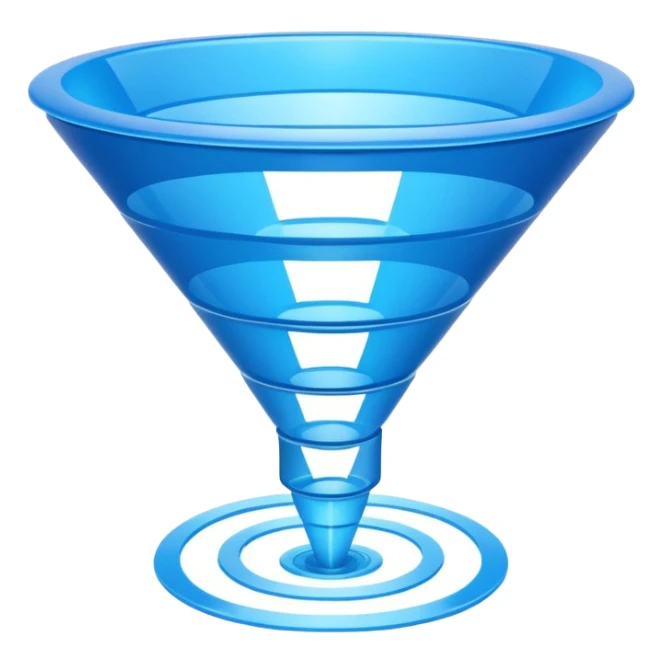 futuristic blue sales funnel with 6 levels sticker