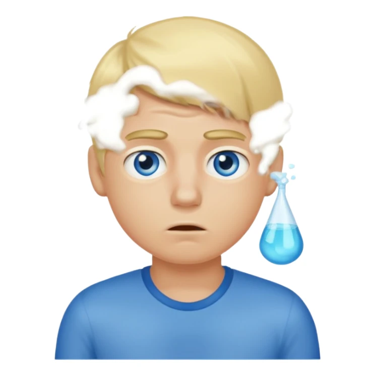 boy with an unpleasant body odor, blond and blue eyes. sticker