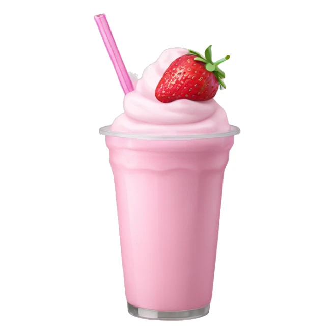 Pastel pink strawberry milkshake with pastel pink straw sticker