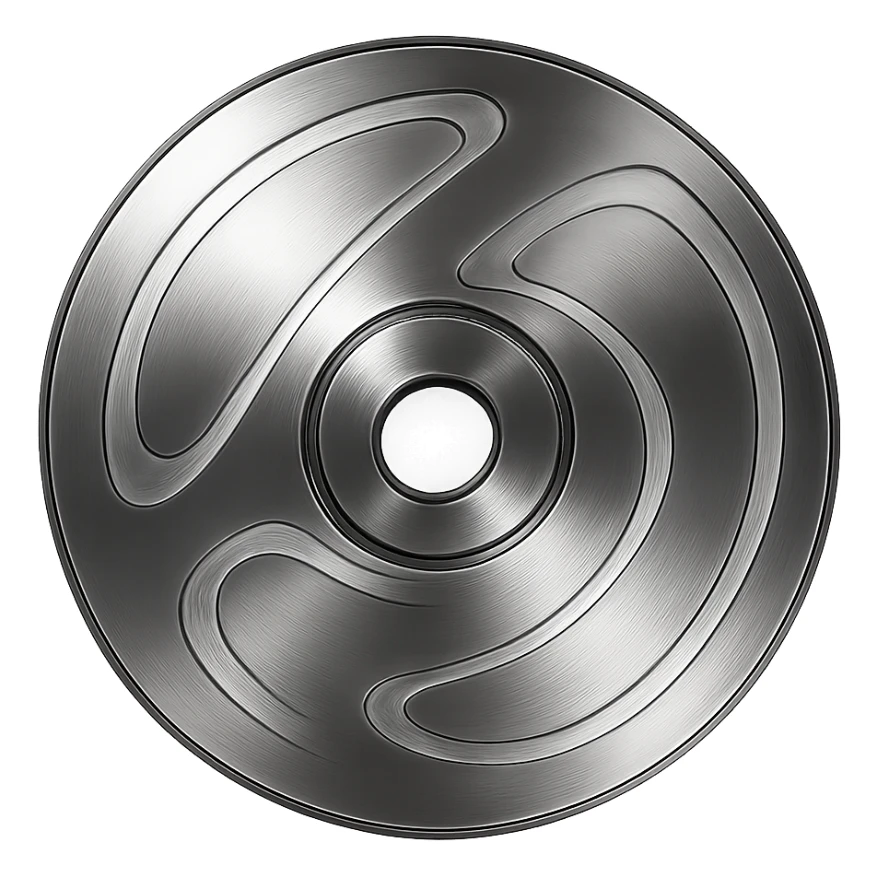 A minimalist CD disc with abstract pattern, glowing effect, neon yellow color sticker