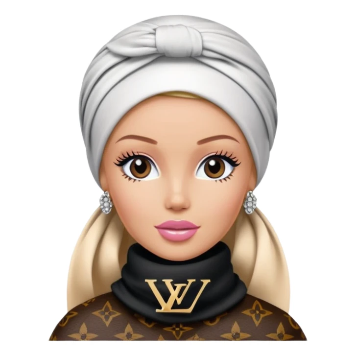 Barbie wearing a black louis vuitton head scarf sticker