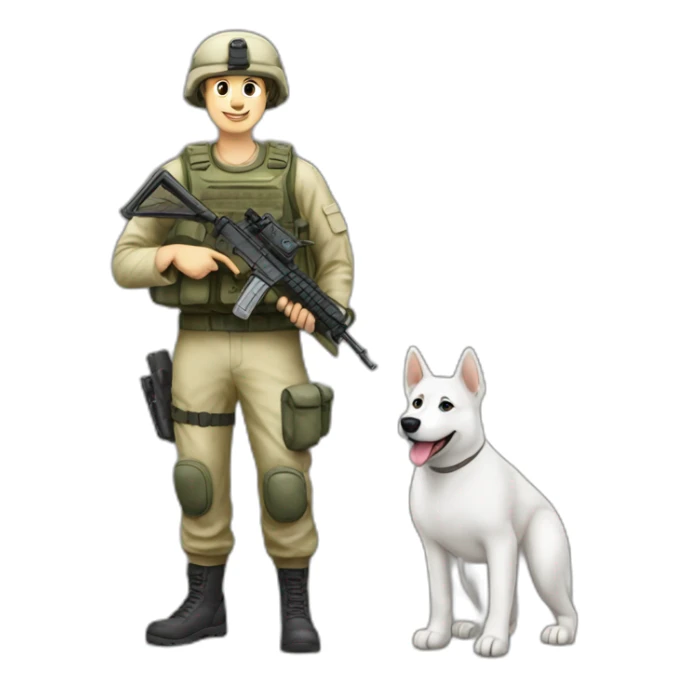  White Akbash dog and  Israel idf soldier  sticker