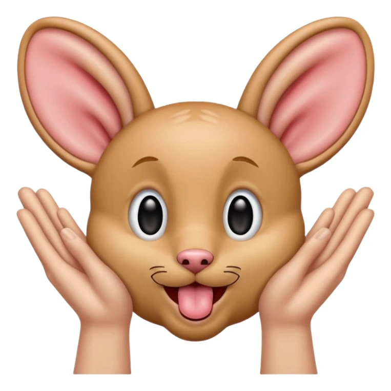 “Hands as ears tongue out playful joy sticker
