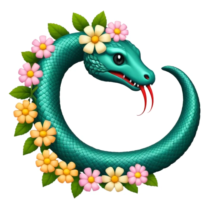 ouroboros serpent made of flowers sticker