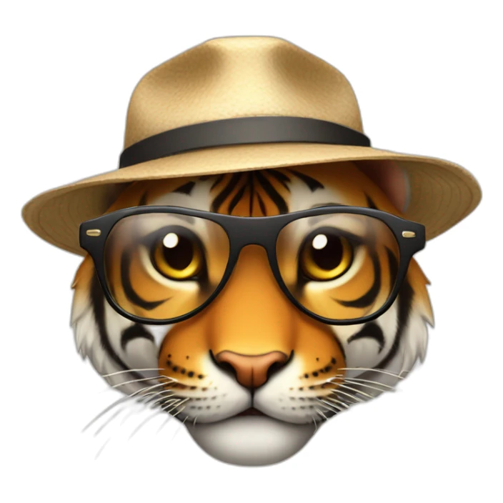 cute tiger wearing dads hat and sunglasses sticker