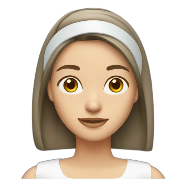 white brunette medium length straight hair woman with headband at a computer sticker