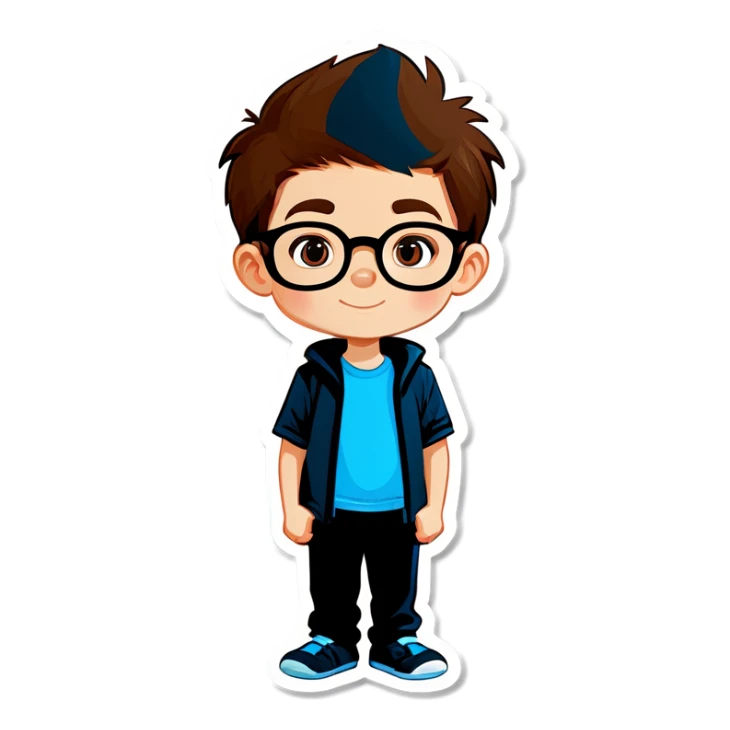 boy with glasses brown hair  sticker