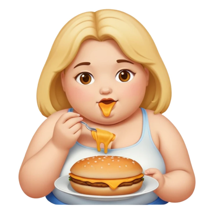 Fat girl eating food  sticker