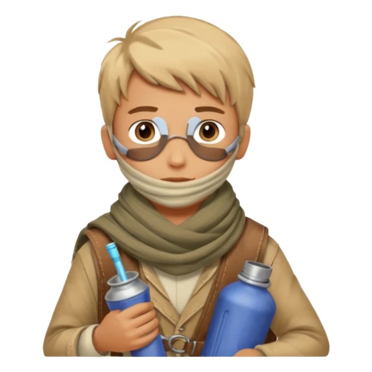 Boy + scarf + canteen,Desert Nomads. sticker
