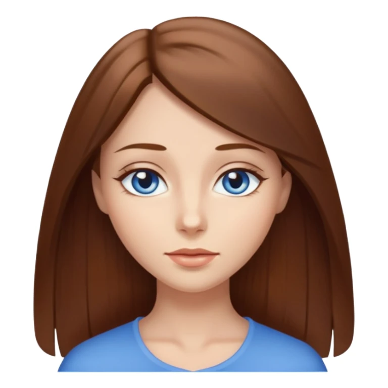 Femme brune cheveux long raide yeux bleus en amande sticker