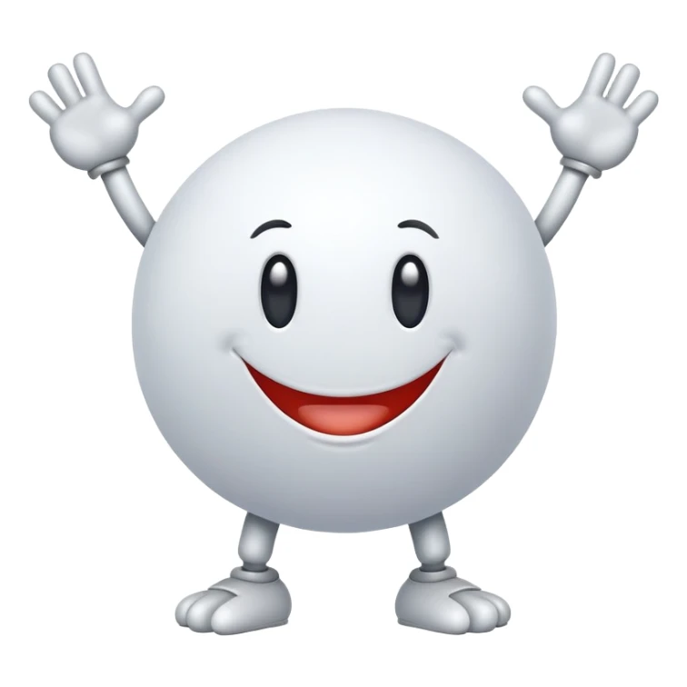 A white, smiling ball with arms and legs sticker