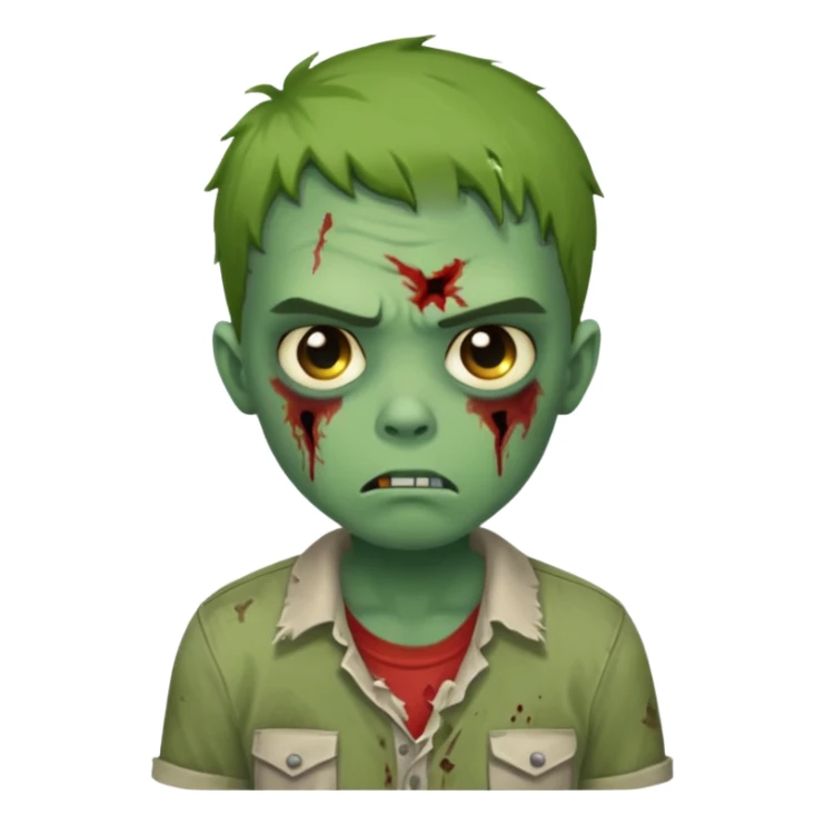 a super cute zombie green with shirt, look sad but not danger

 sticker