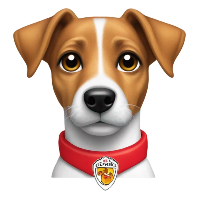 Jack Russell dog in Chiefs shirt with black ears  sticker