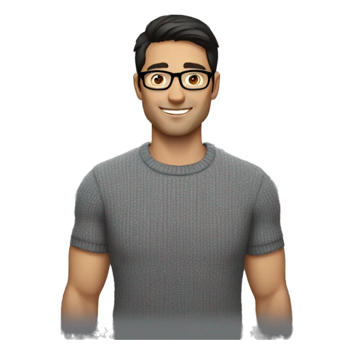 handsome dark haired man with glasses wearing a pulover sticker