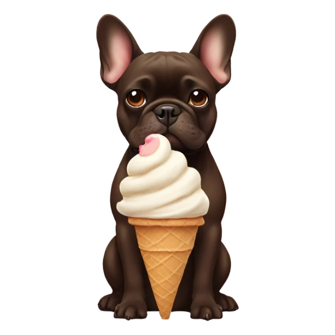  dark brown french bulldog with ice cream sticker