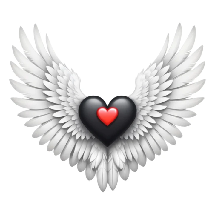 One black wing, and one white wing with a heart in the middle sticker