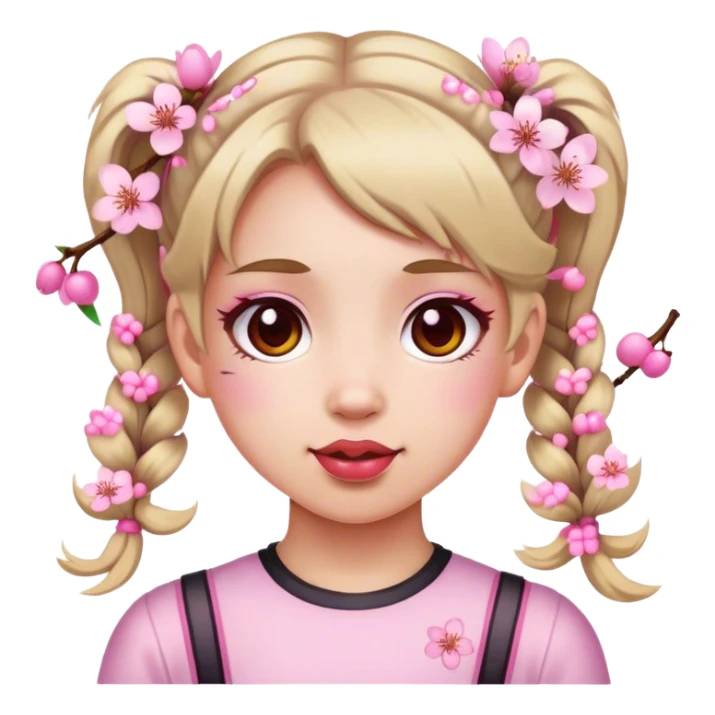 Girl with cherry blossoms on her pigtails sticker