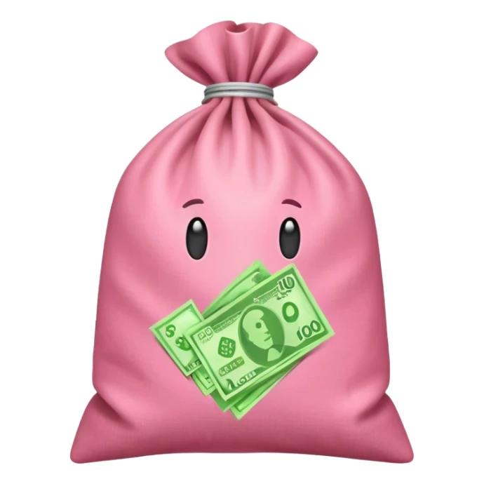  Green Australian $100 long rectangle money overflowing in a pink sack sticker