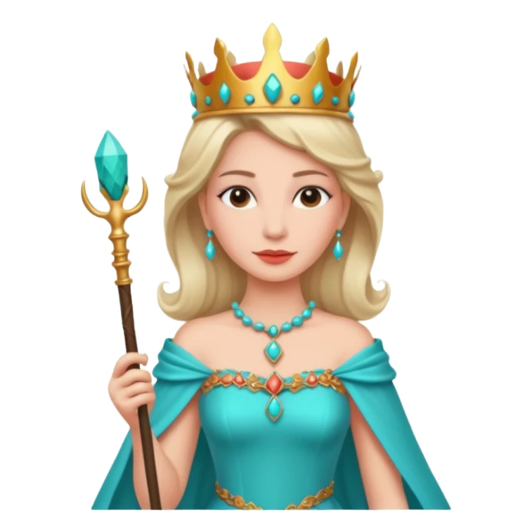 Queen – coral staff + turquoise gown. sticker