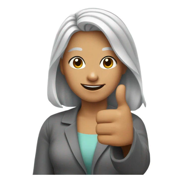 Grey hair girl with thumb up sticker