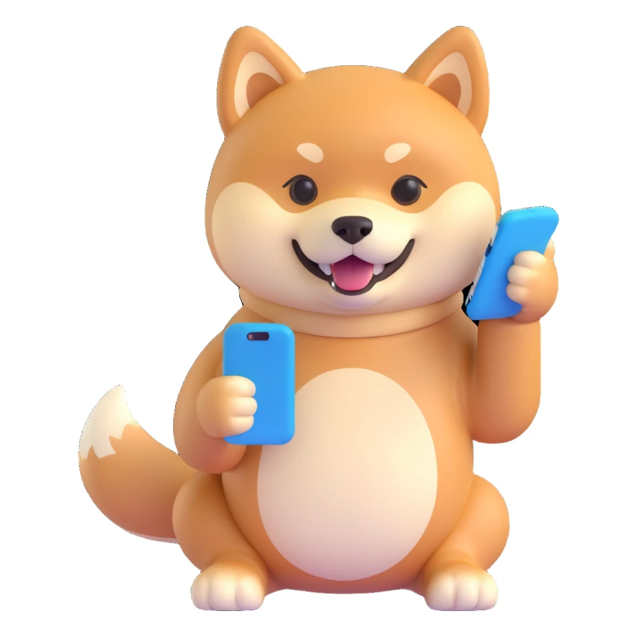 shiba inu holding a phone sticker