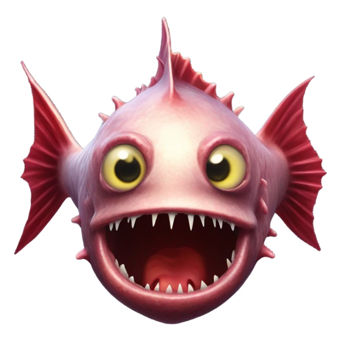 Anglerfish with glowing lure, sharp teeth, and big eyes.red sticker
