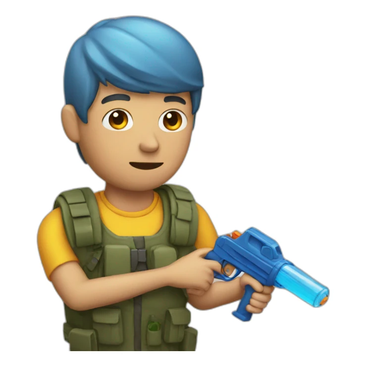 A man holds a water gun to his head sticker