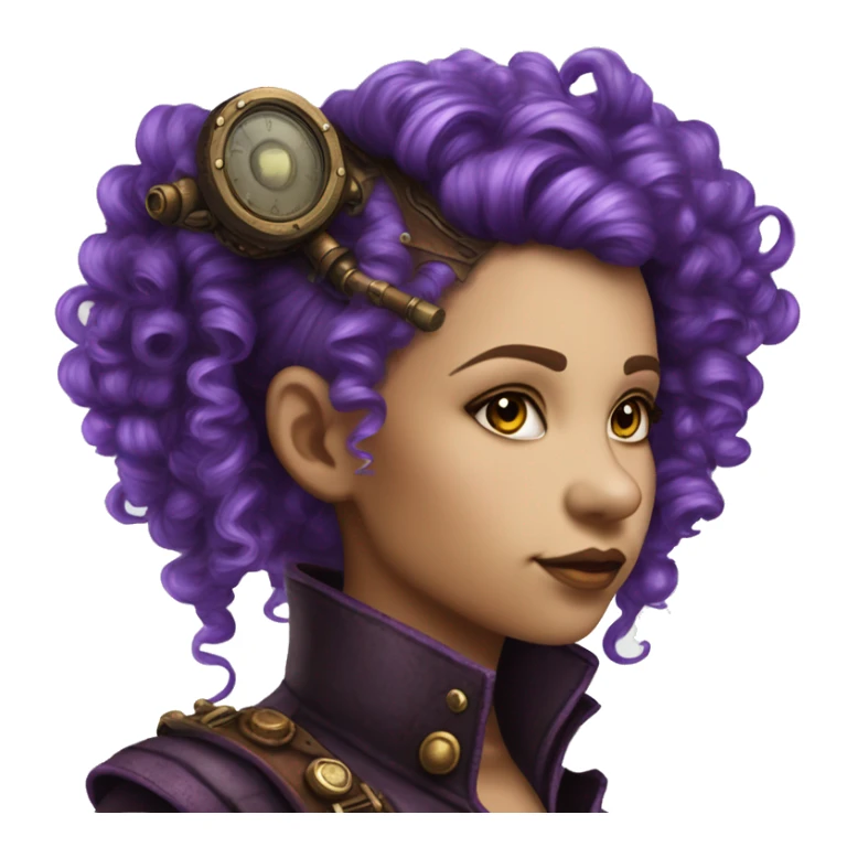 Photorealistic steampunk profile mohawkpurple  curl Caucasia girl sticker