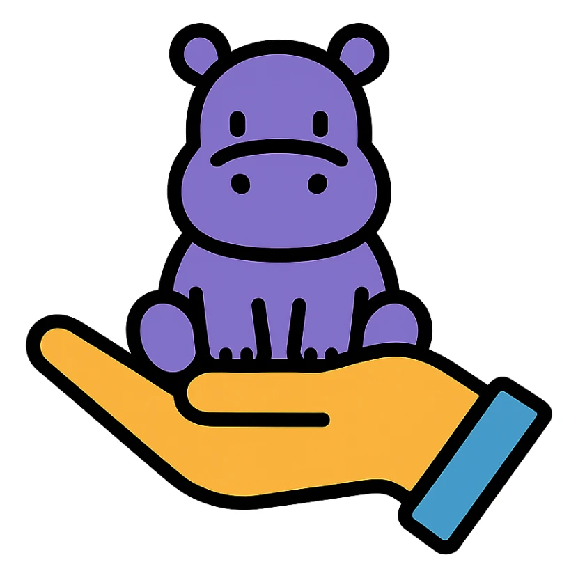 A little hippo in the hand sticker