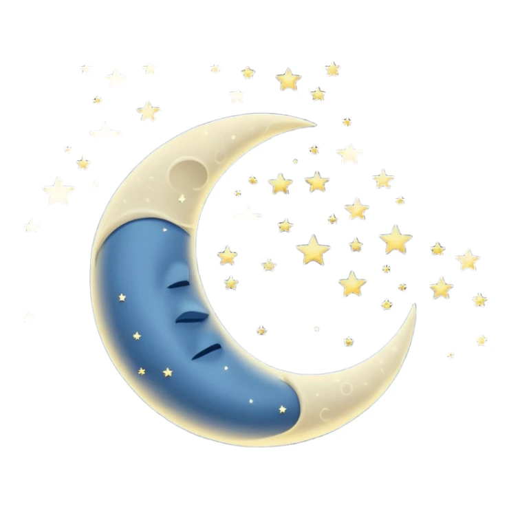 "Peaceful crescent moon in a starry night sky with soft glow, no people" sticker