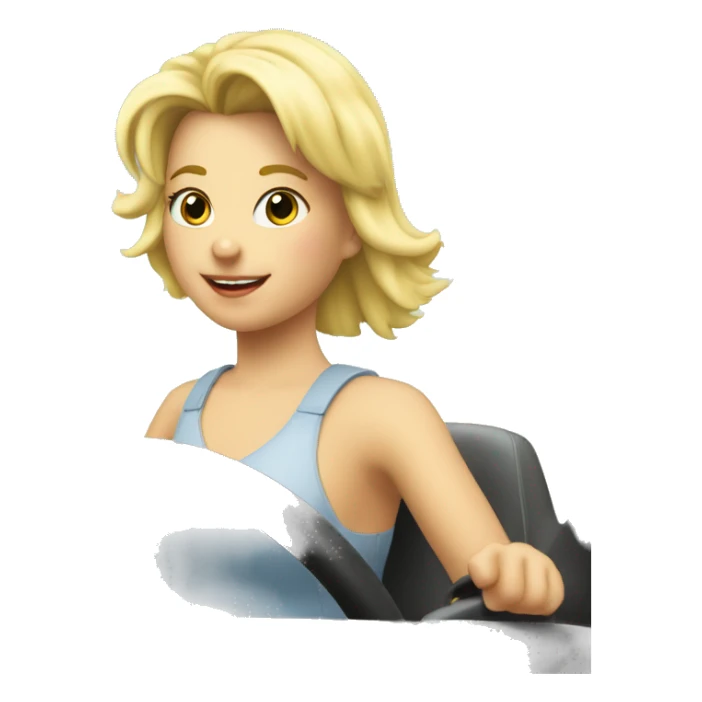 A blonde girl driving a nice 1990 Izzu tropper  sticker