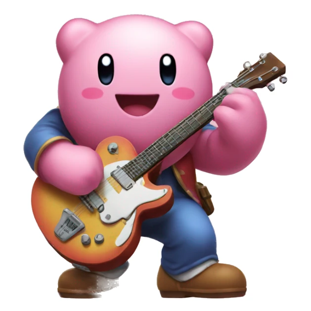 Kirby playing guitar sticker