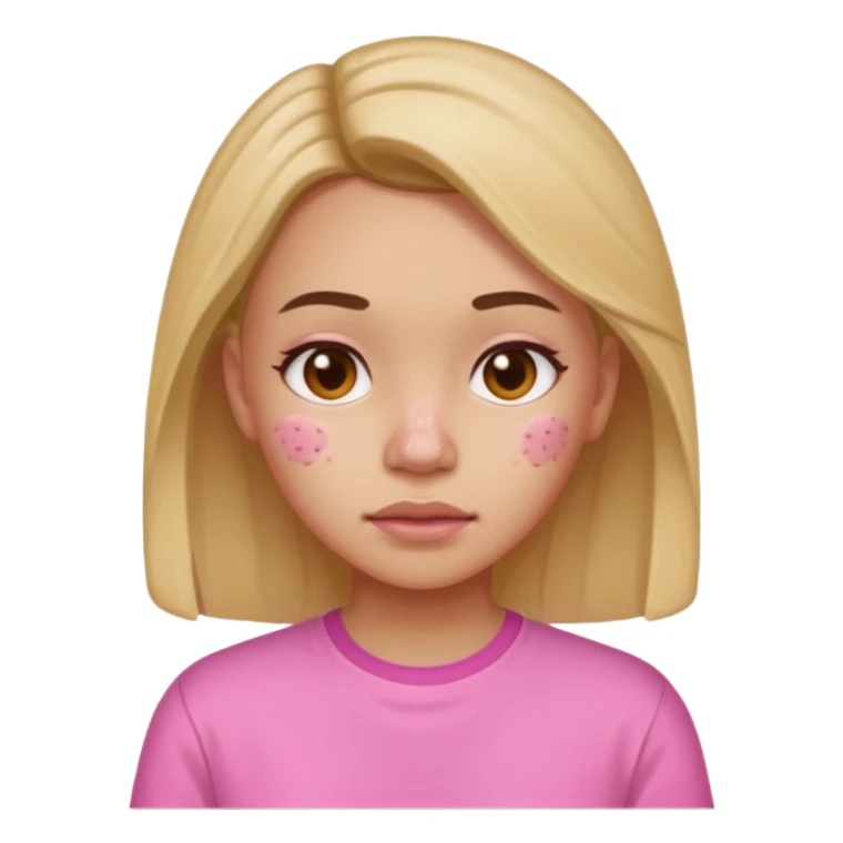 Chica con camisa rosada y granos en la cara sticker