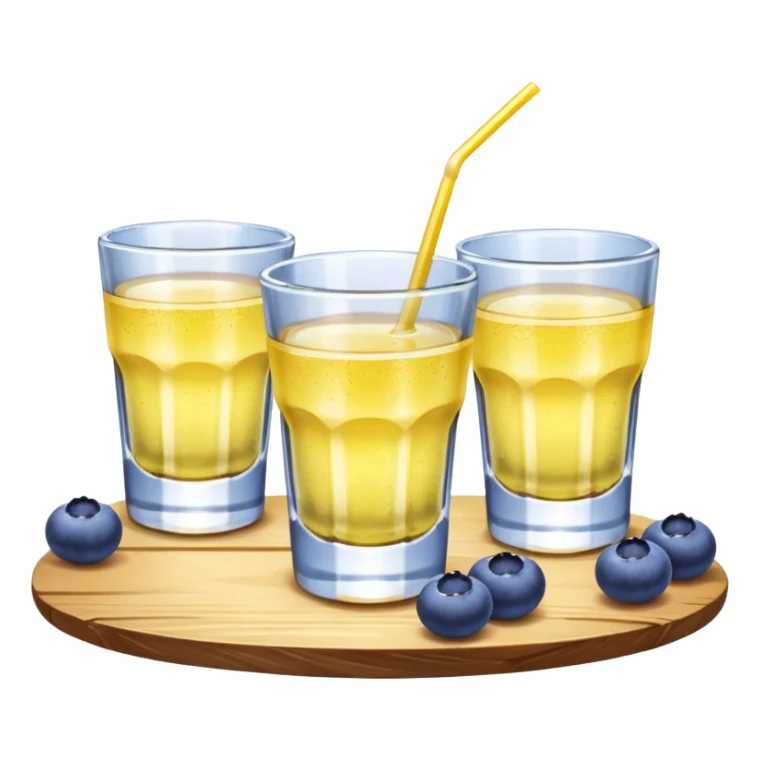 Four shot glasses with blueberry lemon drop in them  sticker