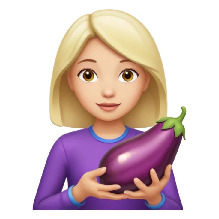 Girl handing over and eggplant * sticker