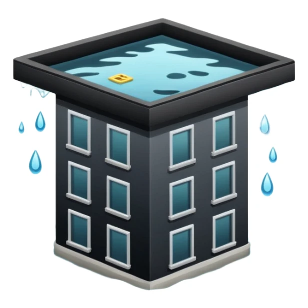 an apartment complex in flood (more than half of the building is underwater) sticker