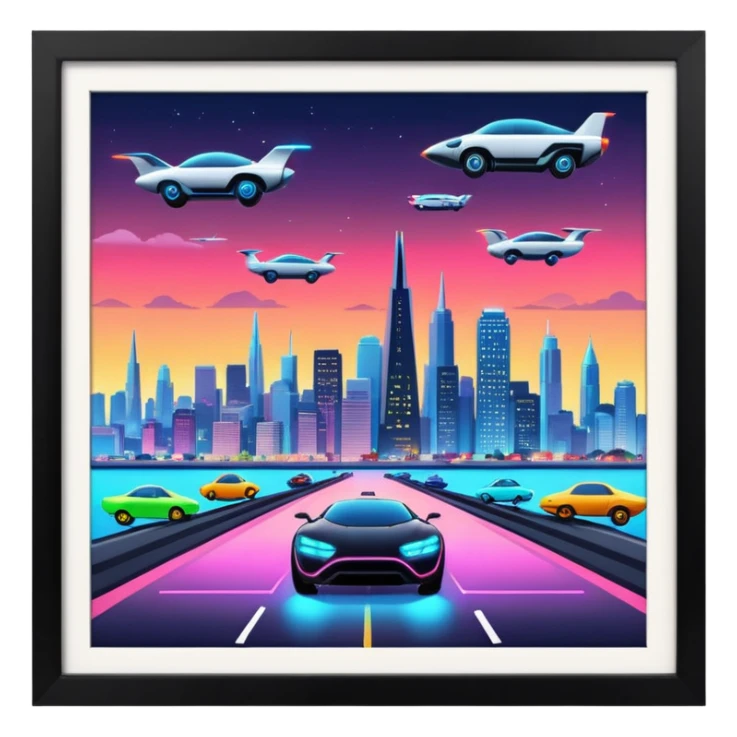 create an image of san francisco skyline in the tech future sticker