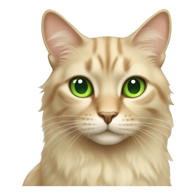Beige cat with green eyes long hair sticker
