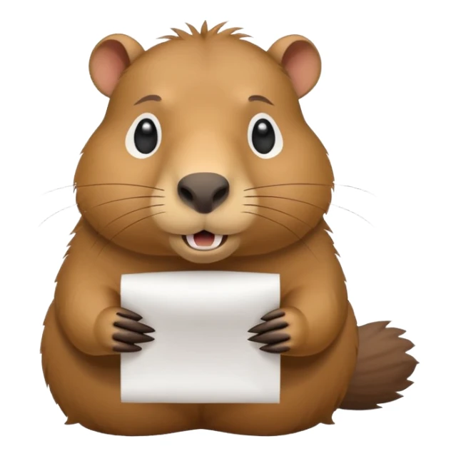 emoji of capibara chewing white paper, full height sticker