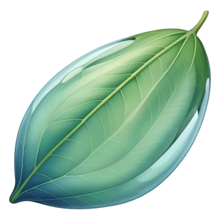 floating cocoon leaf, soft curves, subtle glow, green-blue hues, earth undertones sticker