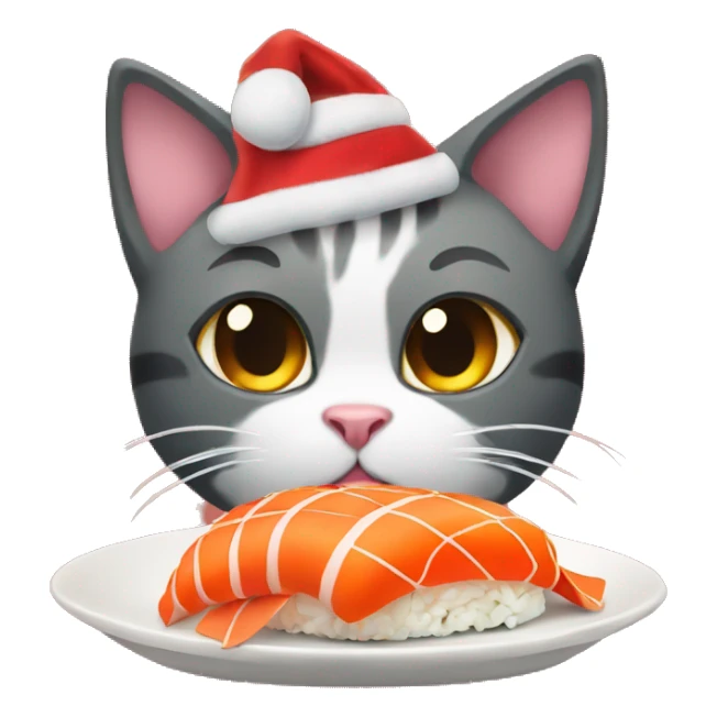 christmas cat eat sushi sticker